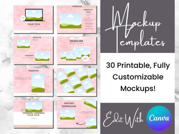 30 Pink Digital Product Mockup Templates for Visual Impact