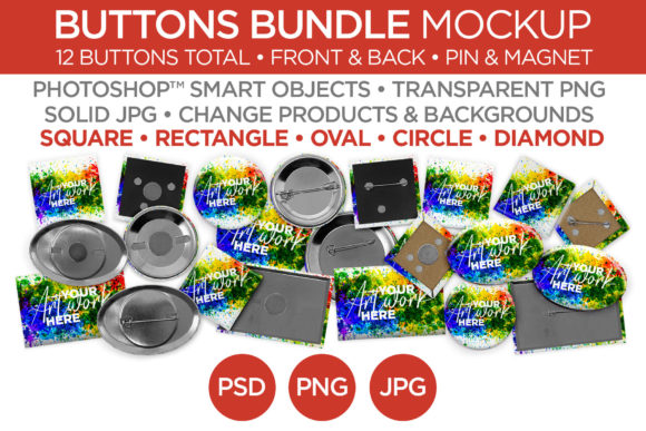 Buttons Bundle Mockups & Templates: Professional Previews