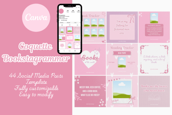Coquette Bookstagrammer Canva Templates: Elevate Your Feed