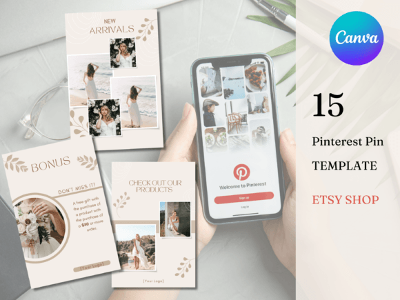 Elevate Your Etsy Brand with Boho Pinterest Pin Templates