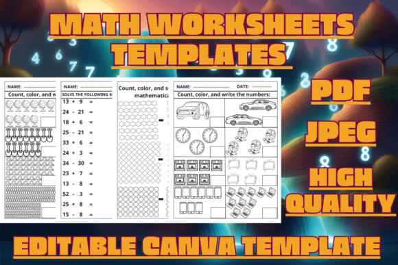 Kindergarten Math Worksheets Templates: Counting & Color Activities